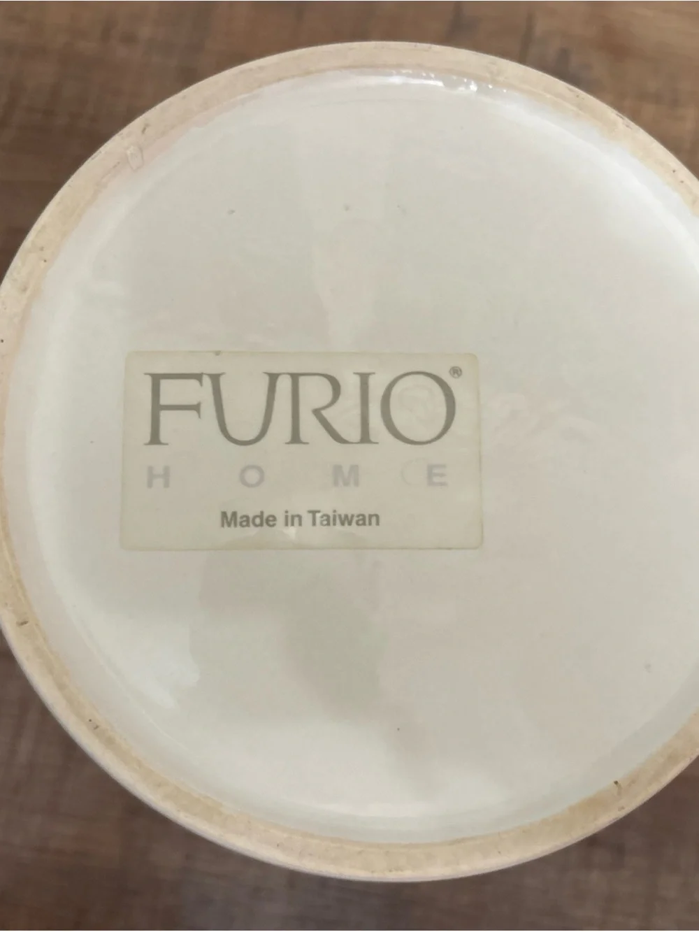 Furio Ceramic Ribbed Canister 8 in with Wooden Lids Mid-Century  Cream Color Vtg
